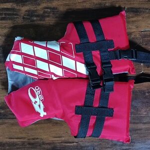 Red Life Jacket Vest Child Size 30-50lbs Weight Max